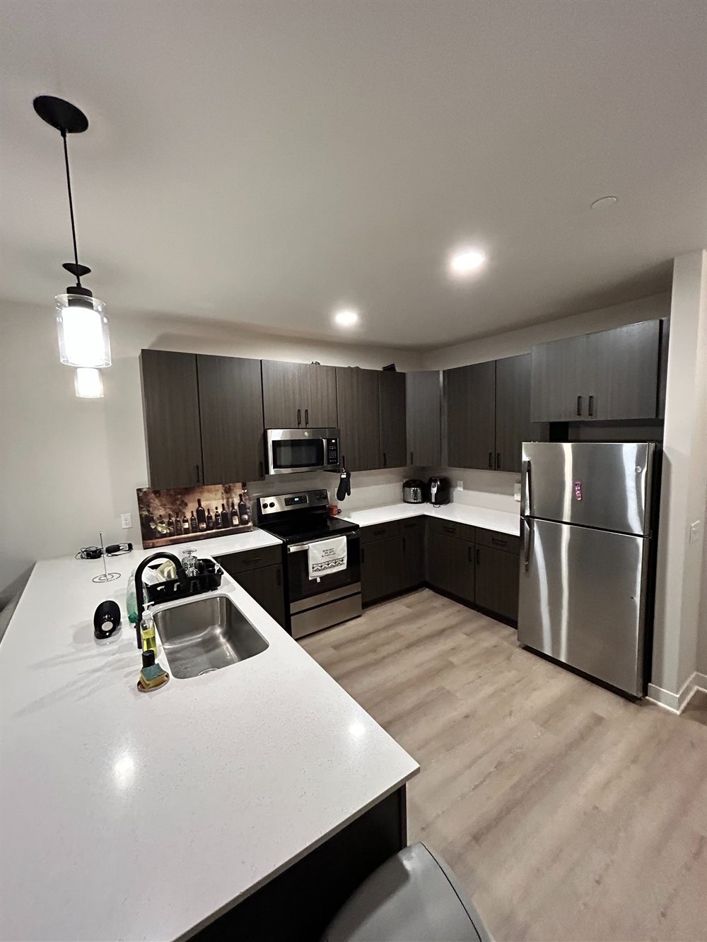 Rental kitchen reset and wiped down between guests